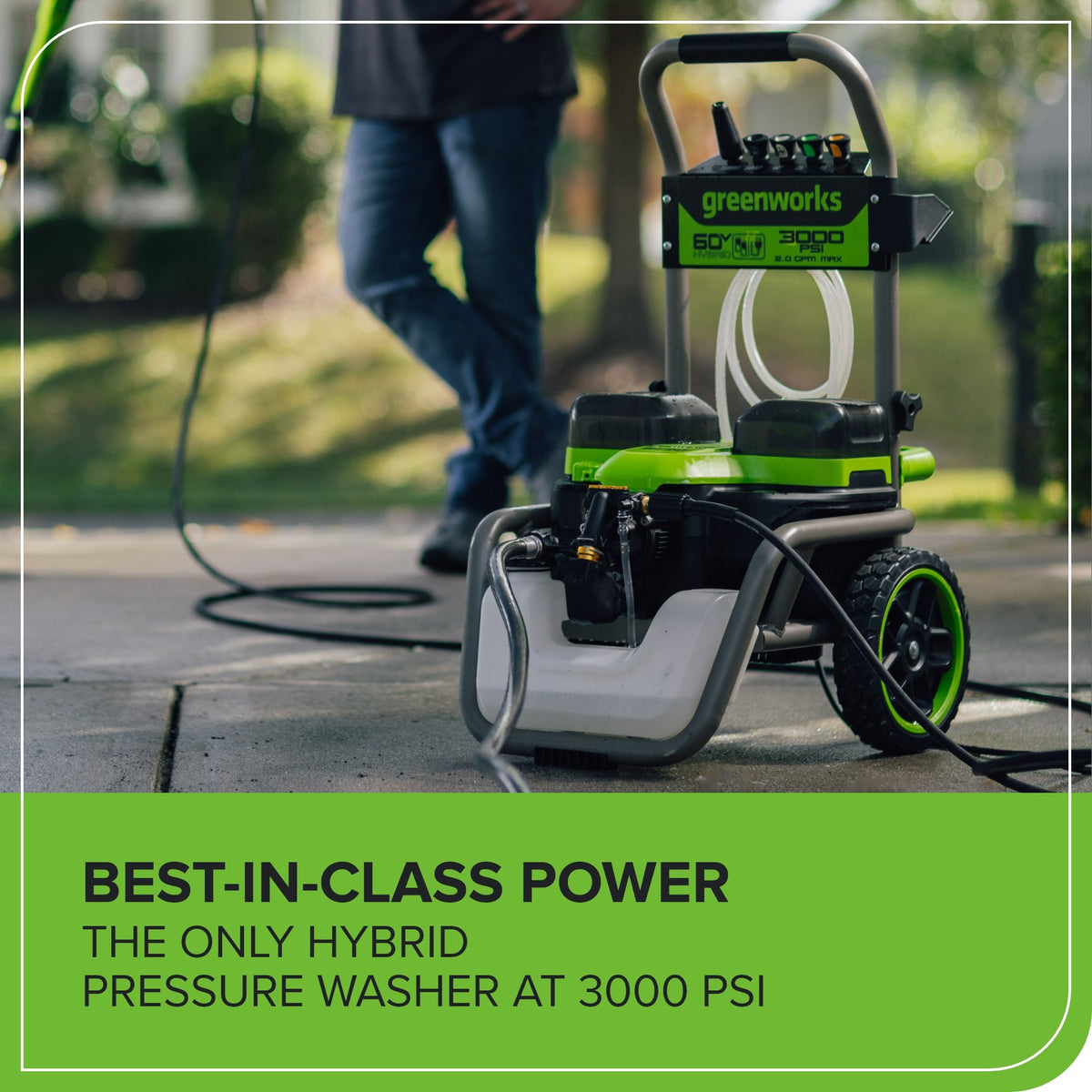 Corded/60V 3000-PSI 2.0 GPM Electric Pressure Washer: (2) 5.0Ah Batteries and Dual-Port Charger
