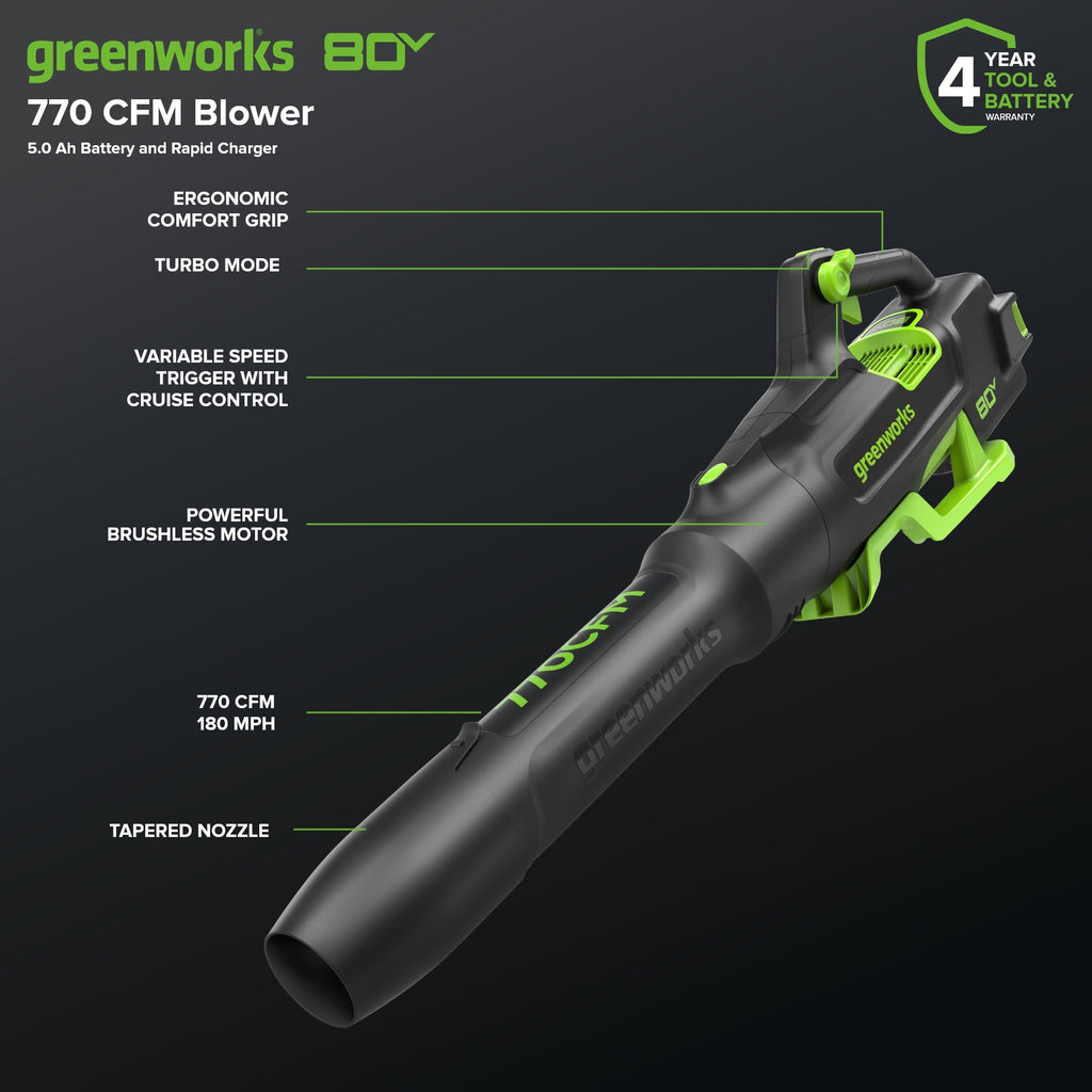 80V 21" Cordless Battery 4-in-1 Self-Propelled Lawn Mower and 700CFM Blower Combo Kit: 5.0 Ah Battery and 6A Charger