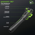 80V 21" Cordless Battery 4-in-1 Self-Propelled Lawn Mower and 700CFM Blower Combo Kit: 5.0 Ah Battery and 6A Charger