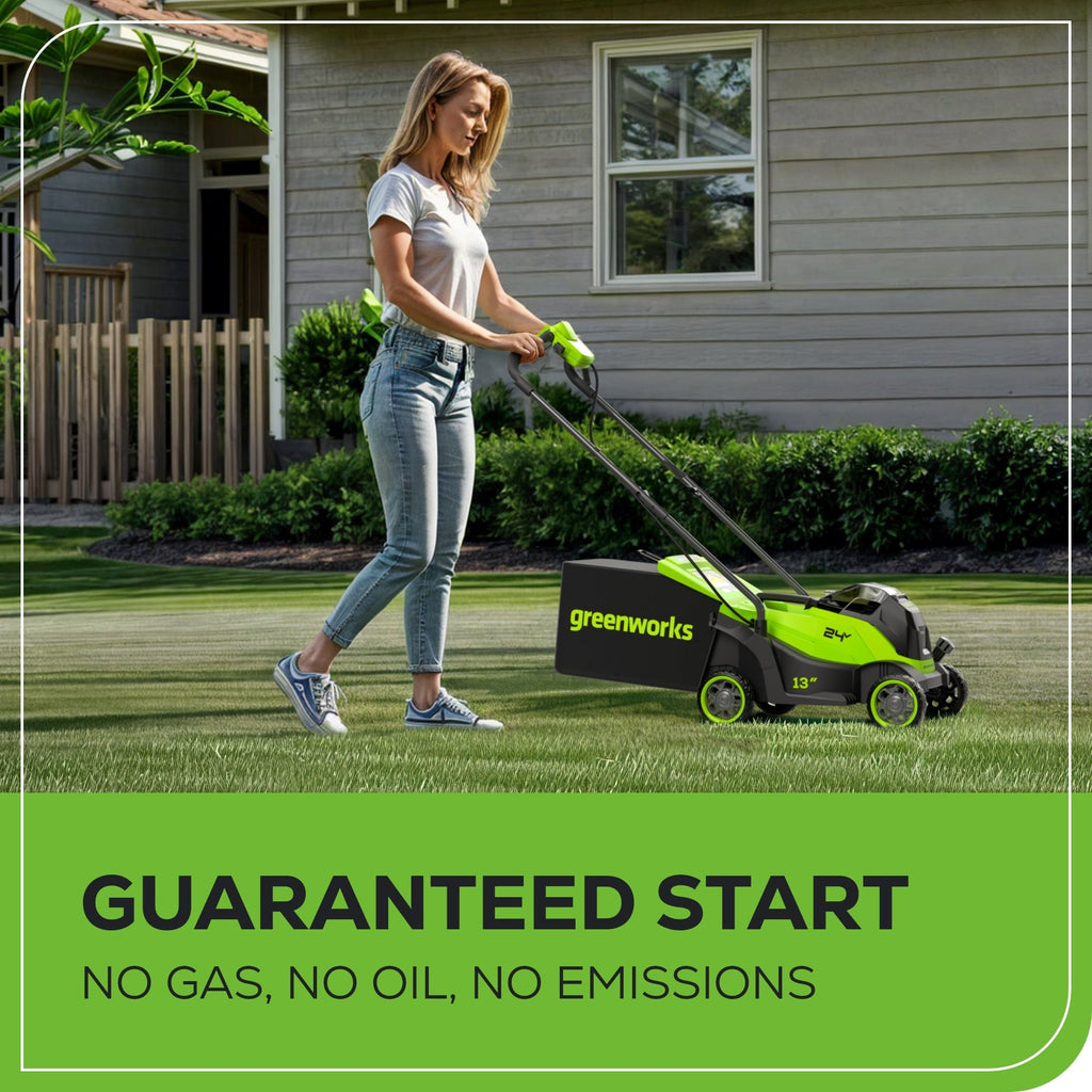 24V 13" Cordless Battery Brushless Push Lawn Mower: 4.0 Ah Battery and Charger, LM1322