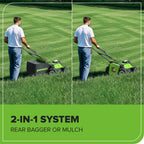 40V 17" Cordless Battery Brushless Push Lawn Mower: 4.0 Ah Battery and Charger, LM1724