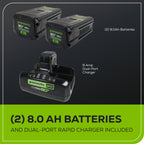 80V STEALTH Series All-Terrain 2-Seat Electric Youth Go-Kart: (2) 8.0 Ah Batteries and Dual-Port Charger