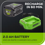 OPEN BOX 80V 17" Brushless String Trimmer: 2.0 Ah Battery and Charger