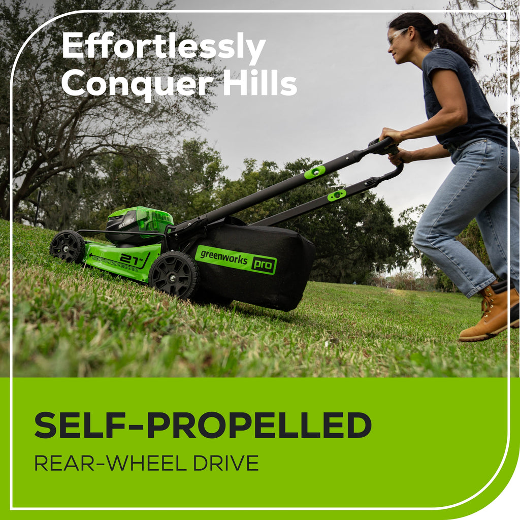 OPEN BOX 80V 21" Cordless Battery 4-in-1 Self-Propelled Lawn Mower: 4.0 Ah: 2.0 Ah Battery and Rapid Charger, LM2118S