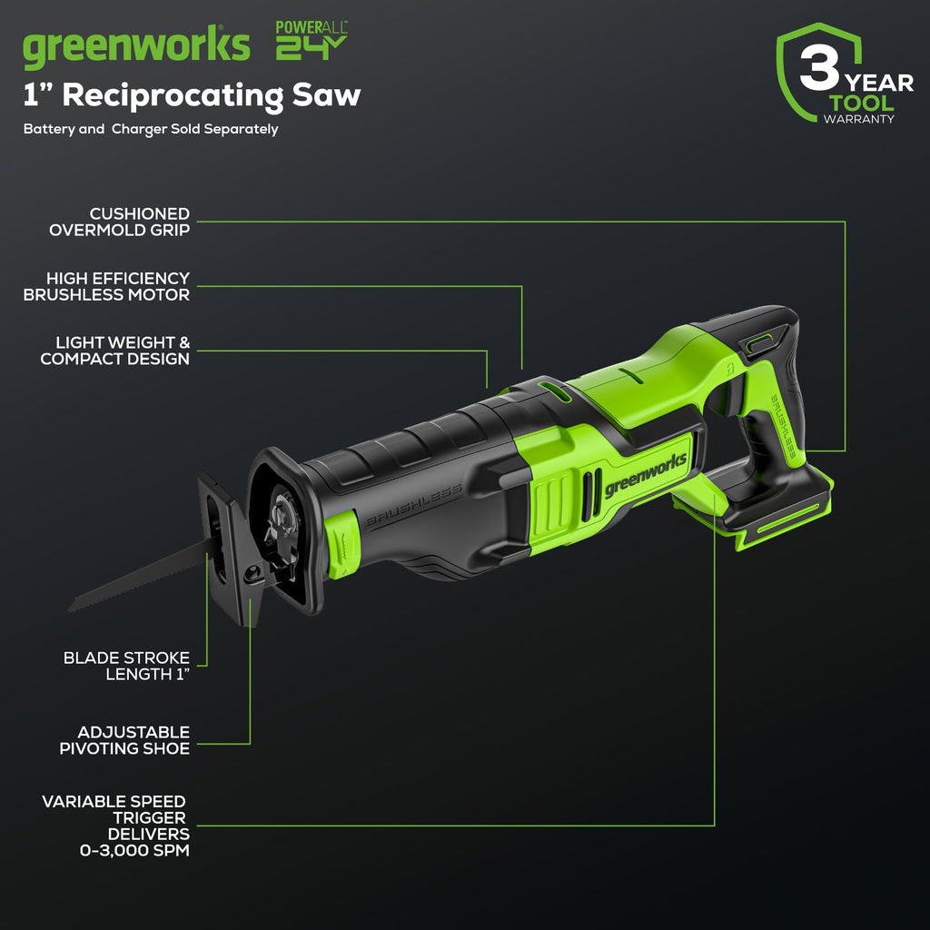 24V 1-1/8" Reciprocating Saw (Tool Only)