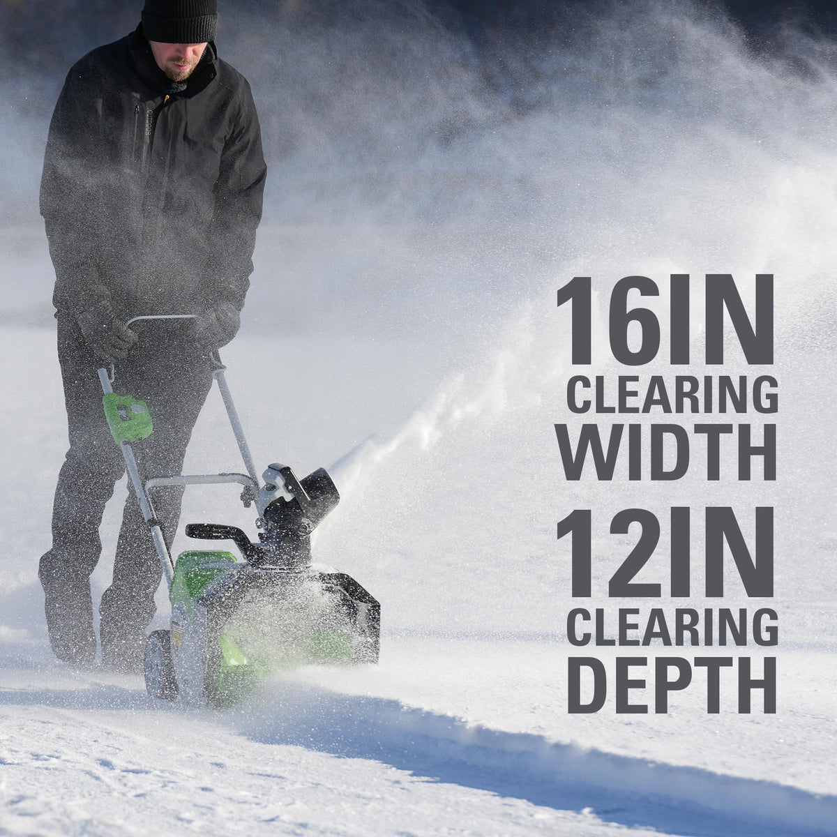 40V 16" Cordless Battery Single-Stage Snow Blower: 5.0 Ah Battery and Charger