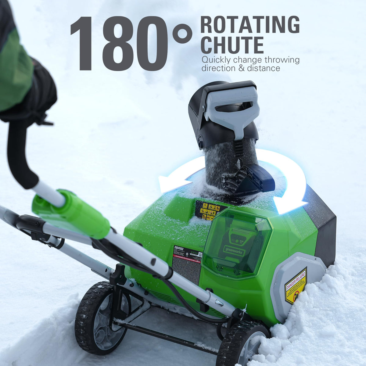 40V 16" Cordless Battery Single-Stage Snow Blower: 5.0 Ah Battery and Charger