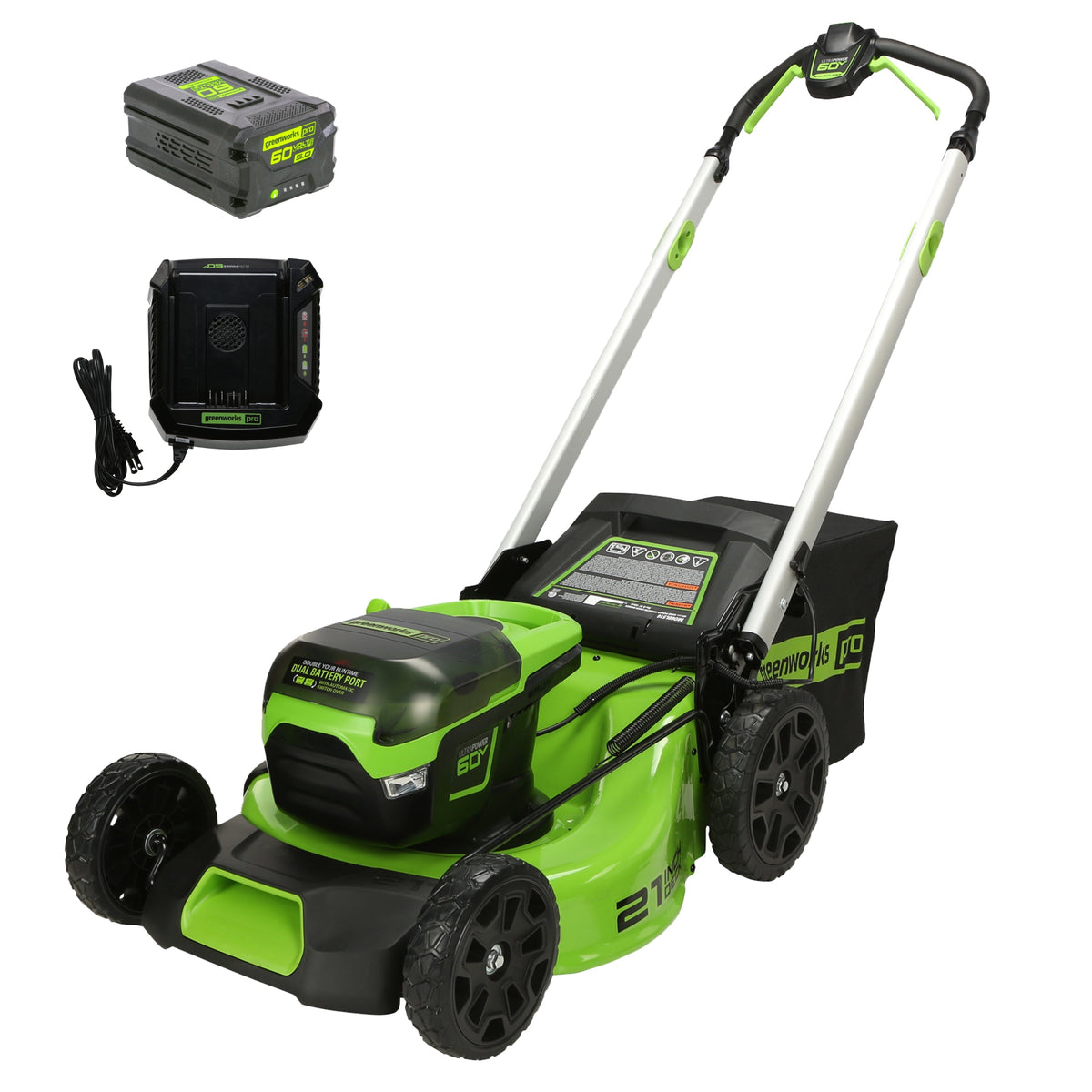 OPEN BOX 60V 21" Cordless Battery Push Lawn Mower: 5.0 Ah Battery and Charger, LM2116