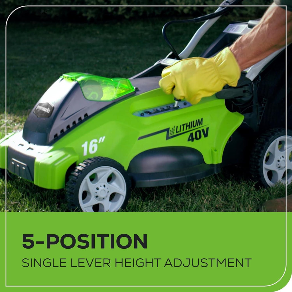 OPEN BOX 40V 16" Cordless Battery Push Lawn Mower: 4.0 Ah Battery and Charger, LM1604