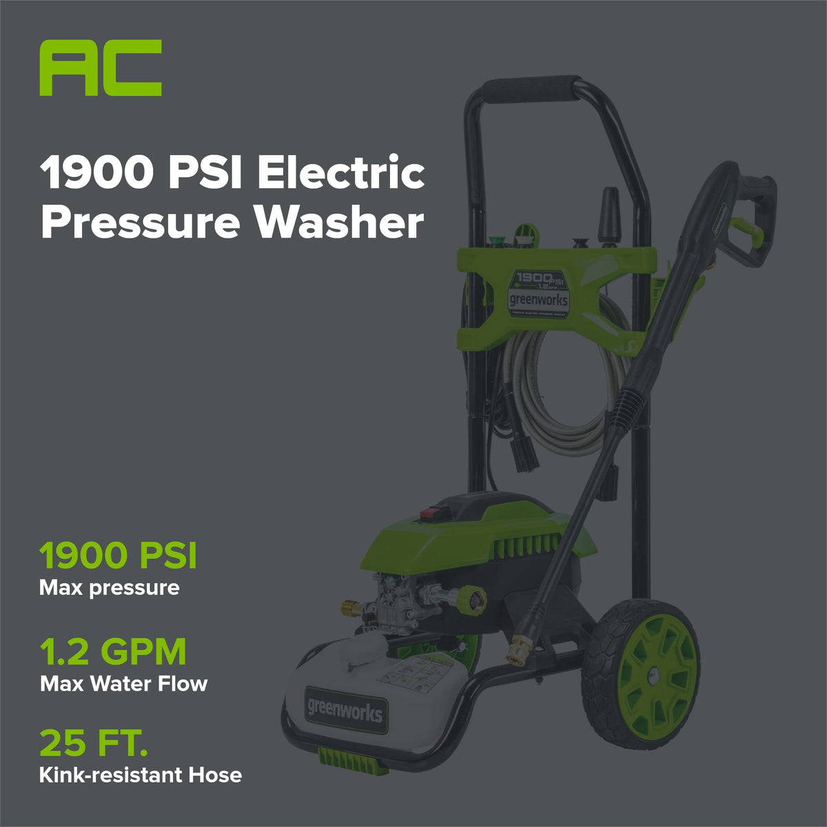 OPEN BOX 1900 PSI 1.2 GPM Cold Water Electric Pressure Washer