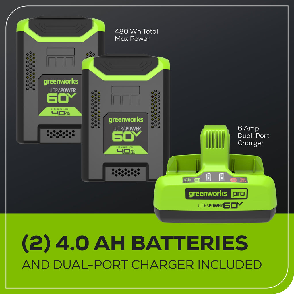 OPEN BOX 60V 21" Cordless Battery Self-Propelled Lawn Mower: (2) 4.0 Ah Batteries and Dual-Port Charger, LM2116S