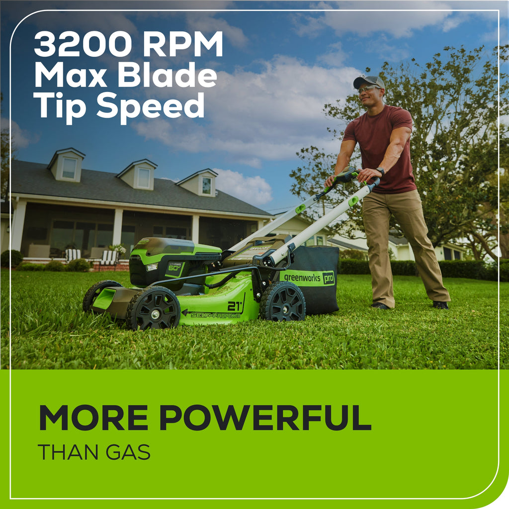 OPEN BOX 60V 21" Cordless Battery Self-Propelled Lawn Mower: (2) 4.0 Ah Batteries and Dual-Port Charger, LM2116S