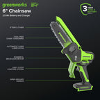 24V 6" Gen 2 Cordless Battery Brushless Pruner Saw: 2.0 Ah Battery and 2A Charger