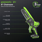 24V 6" Gen 2 Cordless Battery Brushless Pruner Saw (Tool Only)