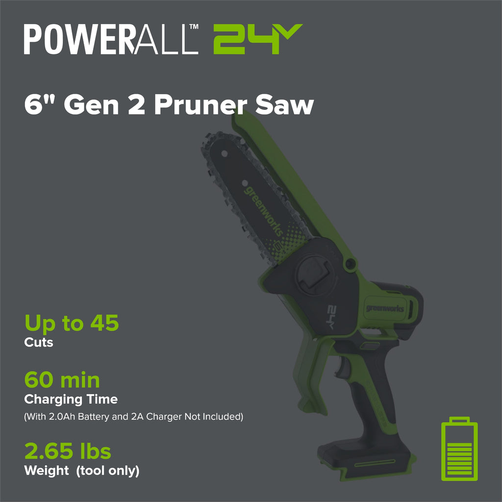 24V 6" Gen 2 Cordless Battery Brushless Pruner Saw (Tool Only)