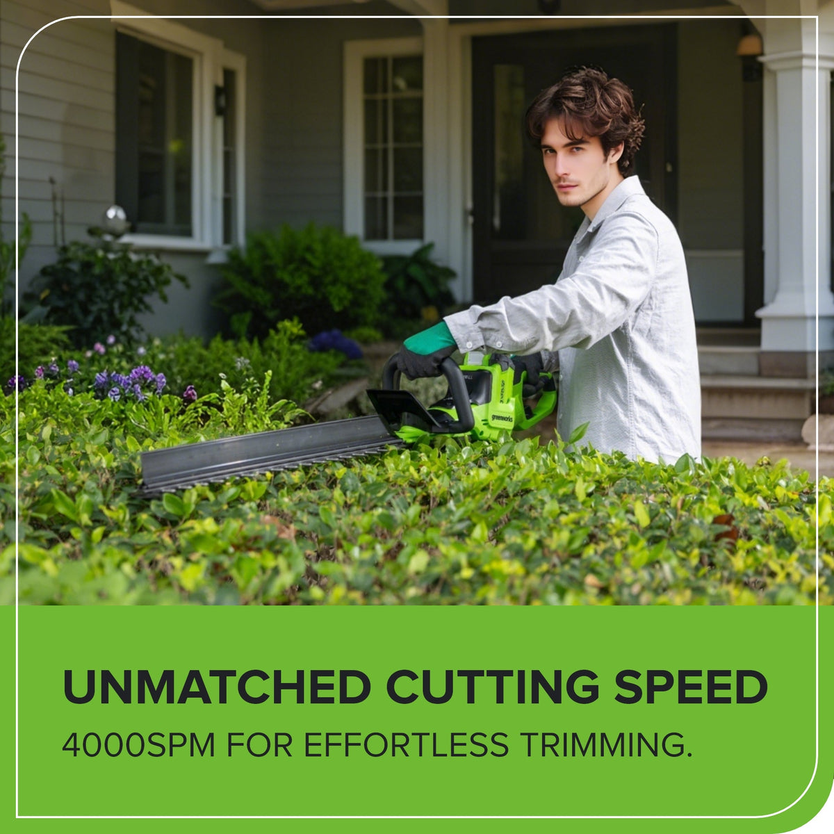 40V 26" Cordless Battery Hedge Trimmer: 2.0 Ah Battery and Charger