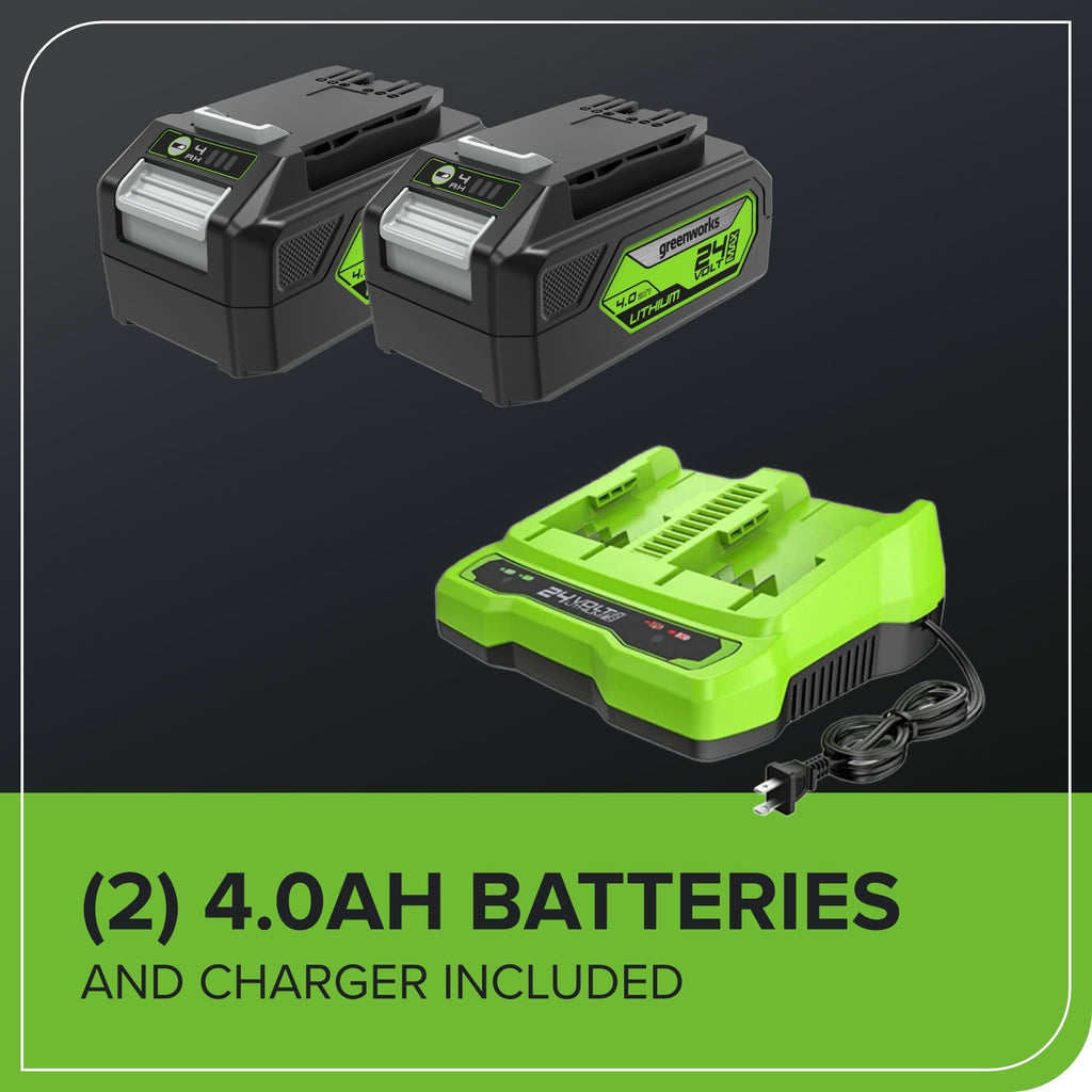 48V (24V x 2) 14" Cordless Battery Brushless Push Lawn Mower: (2) 4.0 Ah Battery and 2A Dual-port Charger, LM1412