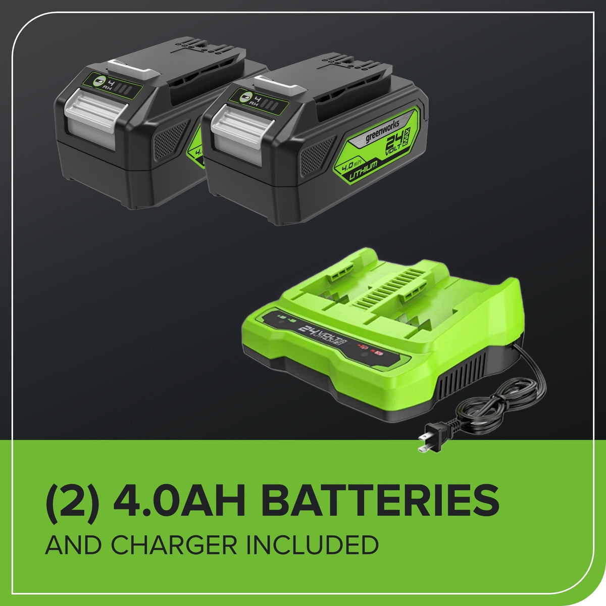 48V (24V x 2) 14" Cordless Battery Brushless Push Lawn Mower: (2) 4.0 Ah Battery and 2A Dual-port Charger, LM1412