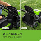60V 17" Cordless Battery Push Lawn Mower 3PC Combo Kit: 4.0 Ah Battery and Charger