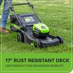 60V 17" Cordless Battery Push Lawn Mower 3PC Combo Kit: 4.0 Ah Battery and Charger