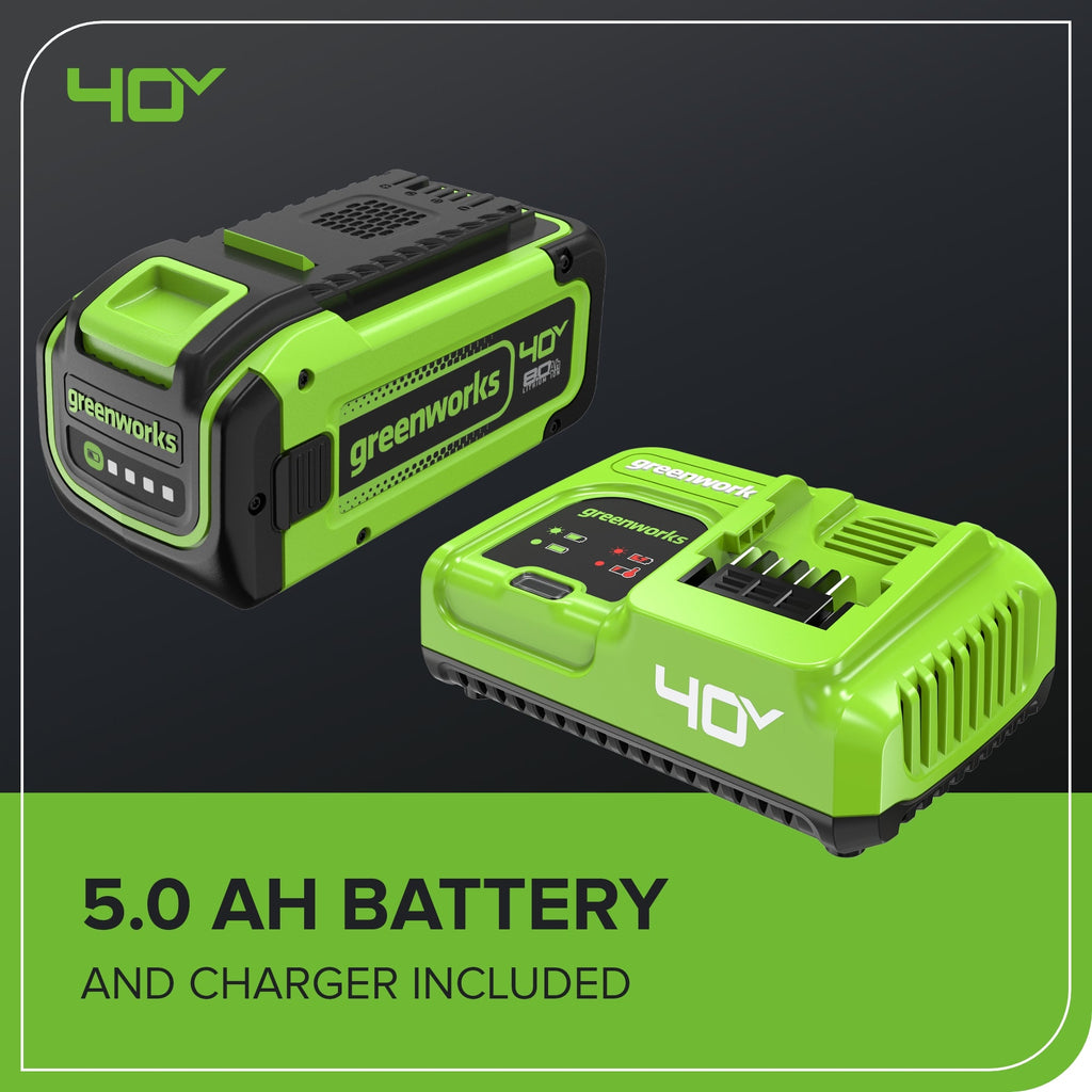 40V 730 CFM Cordless Battery Leaf Blower: 5.0 Ah Battery and 5A Charger