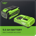 40V 730 CFM Cordless Battery Leaf Blower: 5.0 Ah Battery and 5A Charger