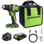 24V Cordless Battery 1/2" 400 in/lbs Drill Driver: 2.0 Ah USB-C Battery and 30W USB-C Fast Charger