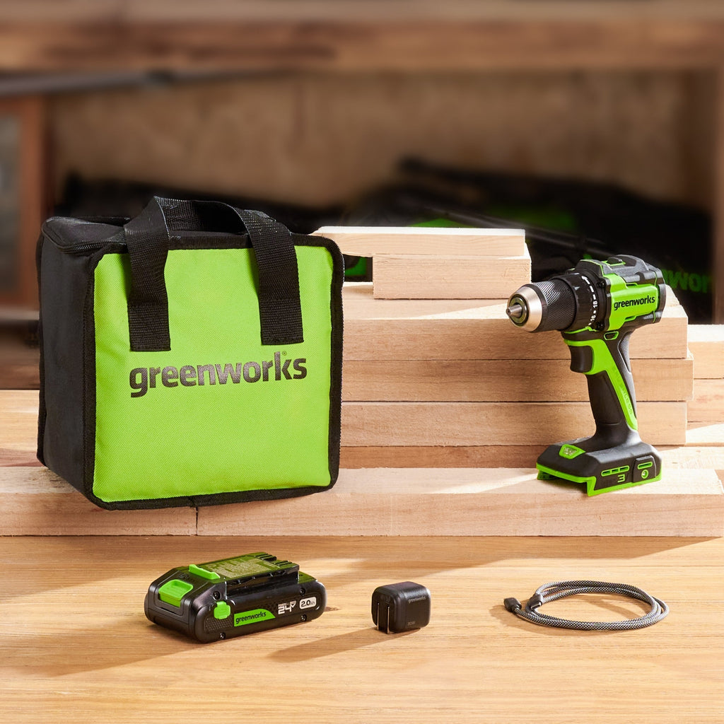 24V Cordless Battery 1/2" 400 in/lbs Drill Driver: 2.0 Ah USB-C Battery and 30W USB-C Fast Charger