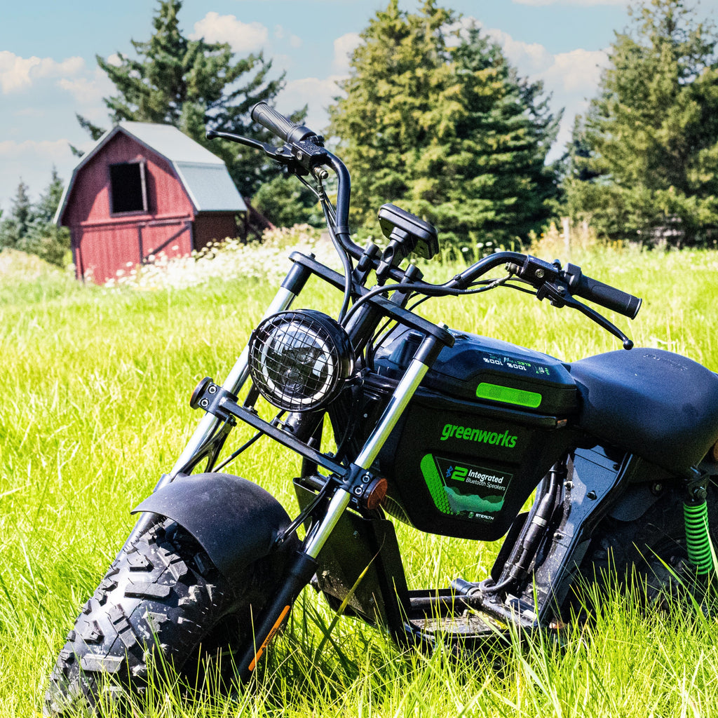 60V Gen 2 STEALTH Series Electric Mini-Bike: (2) 8.0 Ah Batteries and Dual-Port Rapid Charger
