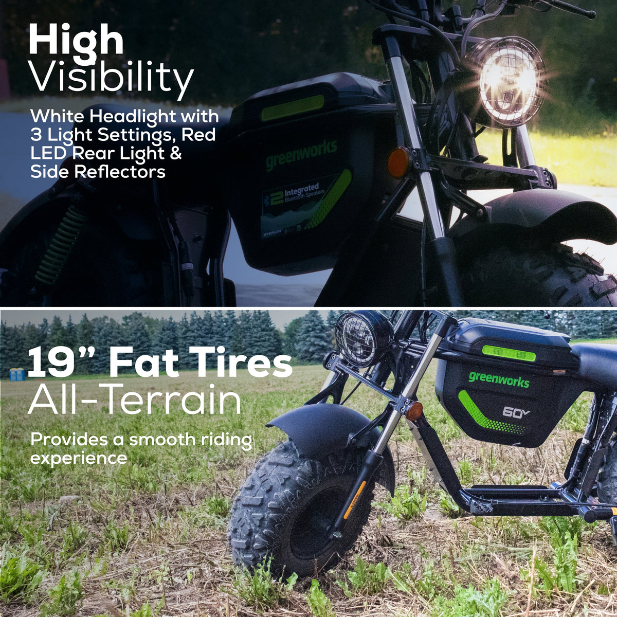 60V Gen 2 STEALTH Series Electric Mini-Bike: (2) 8.0 Ah Batteries and Dual-Port Rapid Charger