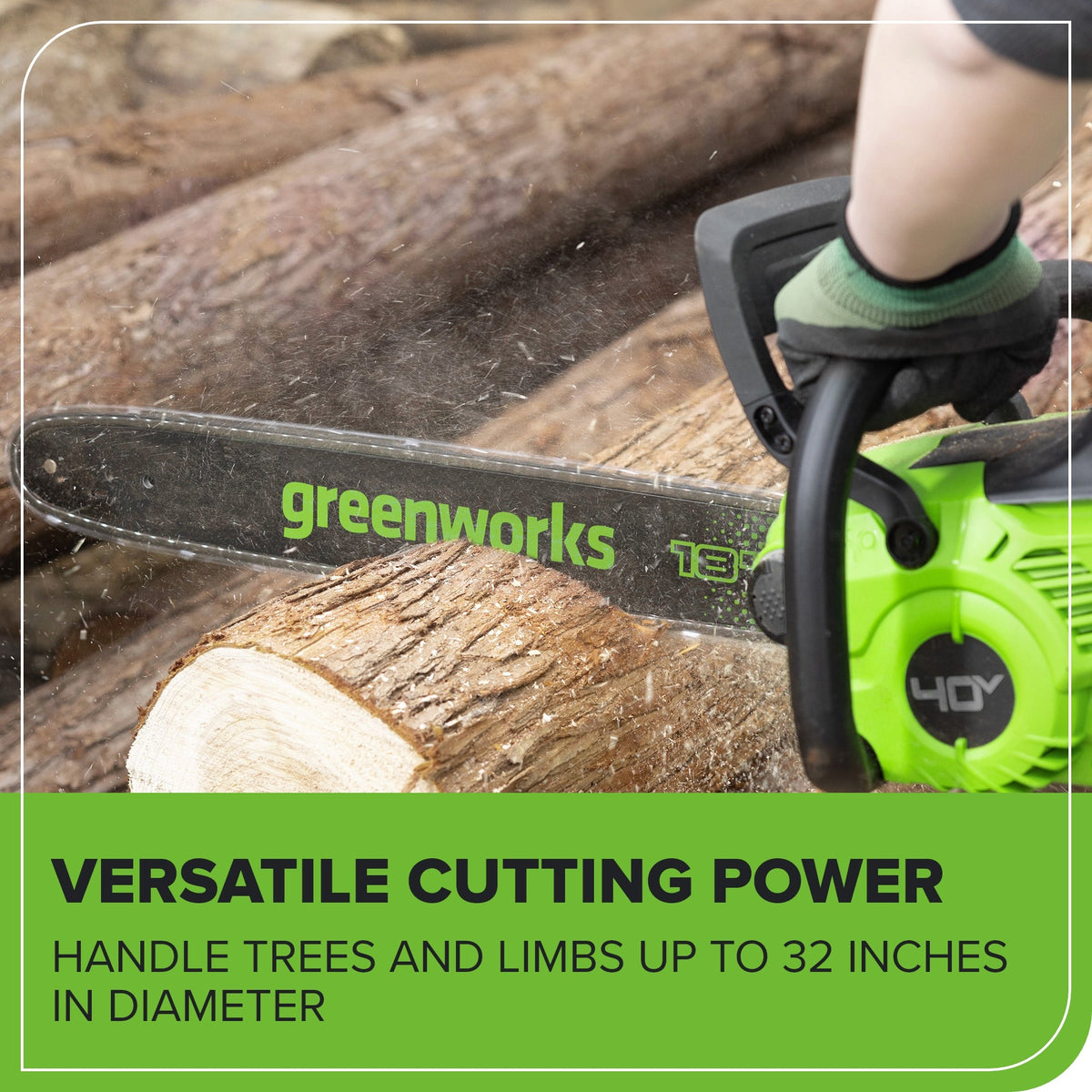 40V 18" Cordless Battery 2.0 kW Chainsaw: 5.0 Ah Battery and 5A Charger