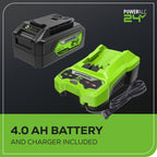 OPEN BOX 24V 450 CFM Cordless Battery Leaf Blower: 4.0 Ah USB Battery and Charger