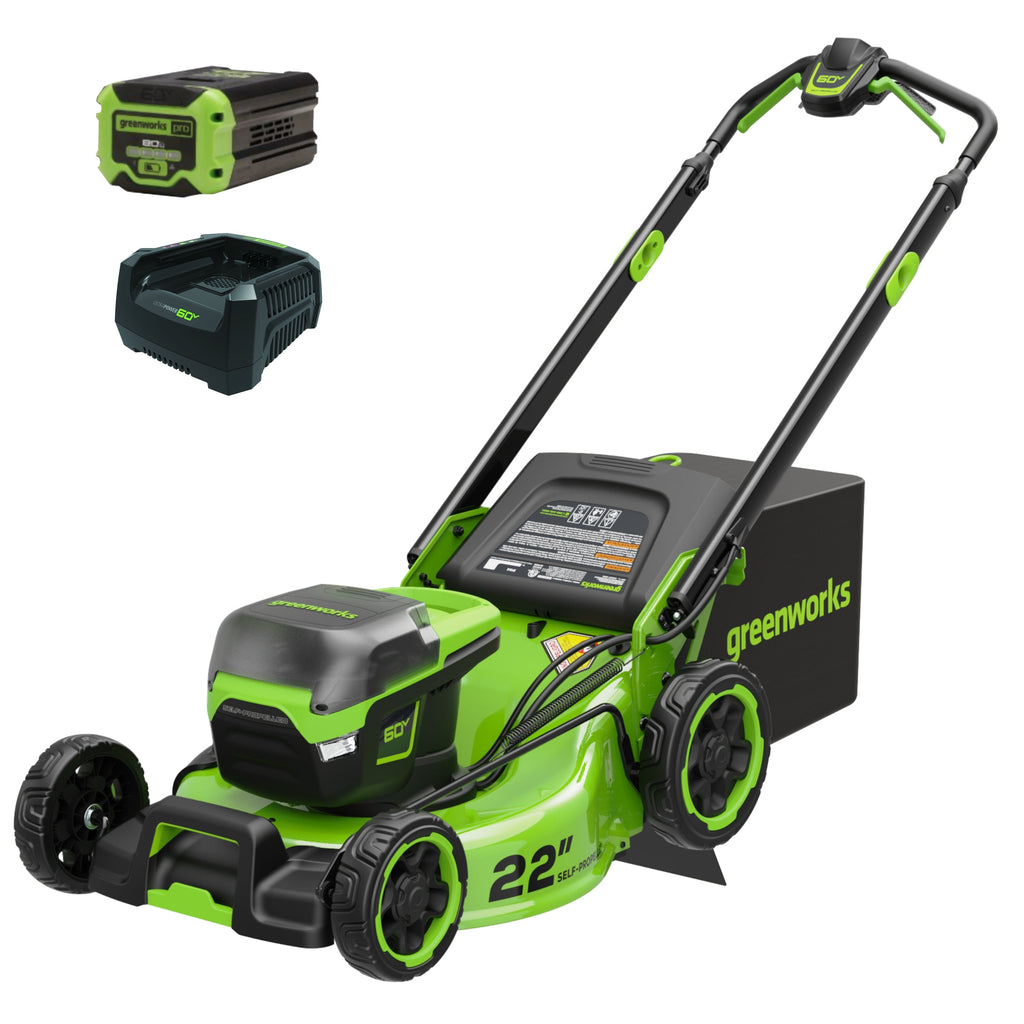 OPEN BOX 60V 22" Cordless Battery Self-Propelled Lawn Mower, 8.0 Ah Battery and 6A Charger, LM2206S