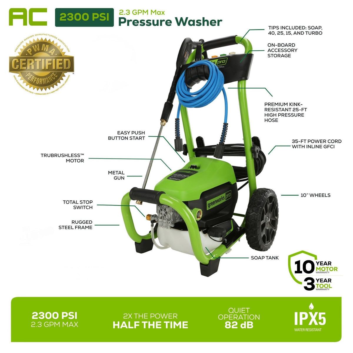 OPEN BOX 2300 PSI 1.2 GPM Cold Water Electric Pressure Washer