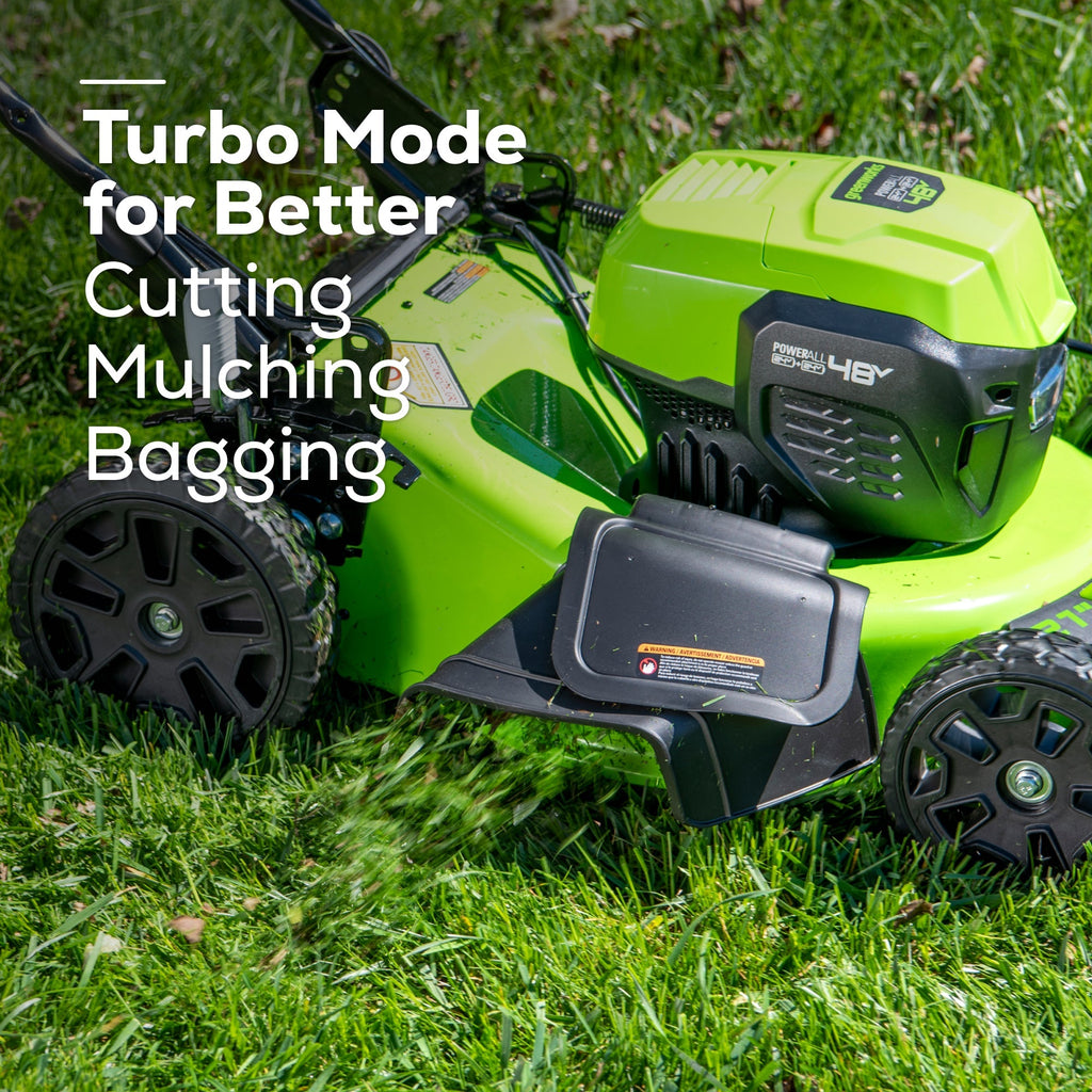 OPEN BOX 48V (24V x 2) 21" Cordless Battery Self-Propelled Mower 3PC Combo Kit: (2) 5.0Ah Batteries,(1) 2.0 Ah Battery,(1) Dual-Port Rapid Charger and (1) Charger