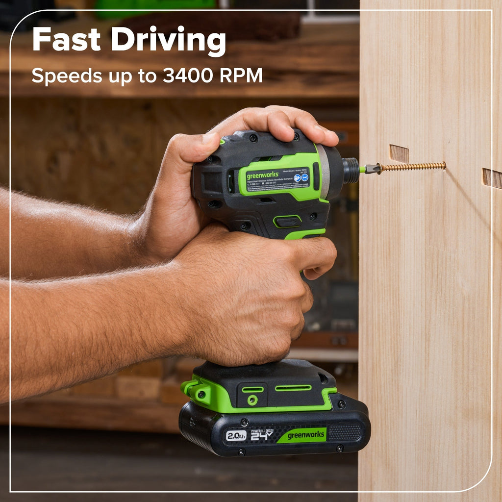 24V Cordless 400 in-lbs Drill/Driver Power Tool 4PC Combo Kit: (2) 2.0 Ah USB-C Batteries and 30W USB-C Fast Charger