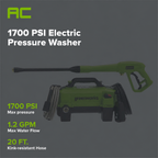 1700 PSI Ultra Compact 1.2 GPM Electric Pressure Washer