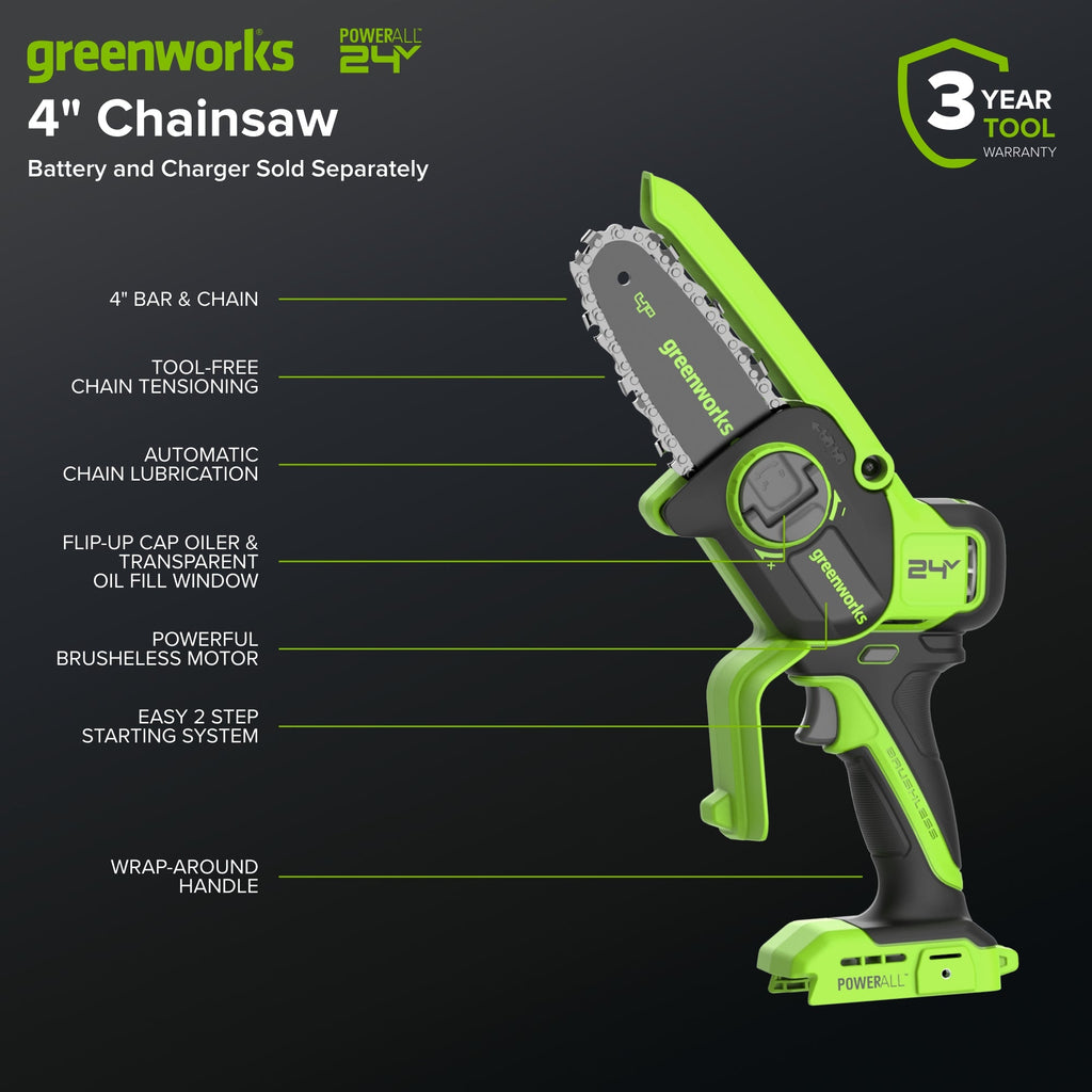 24V 4” Cordless Battery Brushless Pruner Saw (Tool Only)