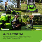 OPEN BOX 80V 21" Cordless Battery 4-in-1 Push Lawn Mower & 700CFM Blower Combo Kit w/ 5.0Ah Battery & 6A Charger