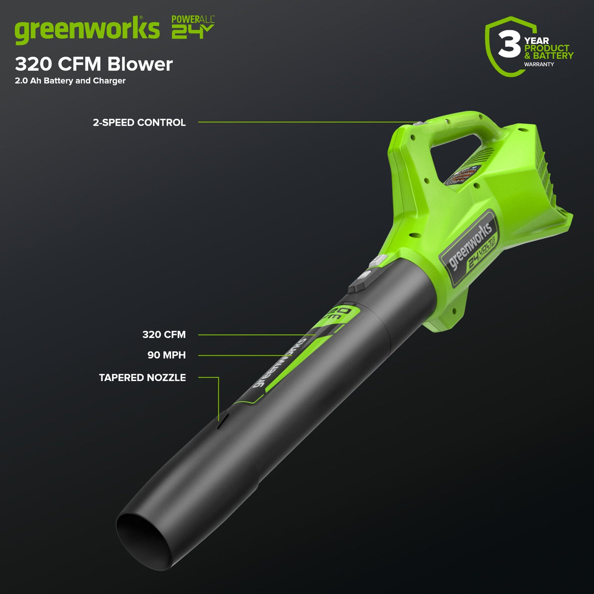 24V 12" Cordless Battery String Trimmer/Edger and 320CFM Leaf Blower Combo Kit w/ 2.0Ah Battery and Charger