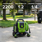 2200-PSI 1.2 GPM Four-Weel Electric Pressure Washer with 5 Nozzles & Detergent Tank