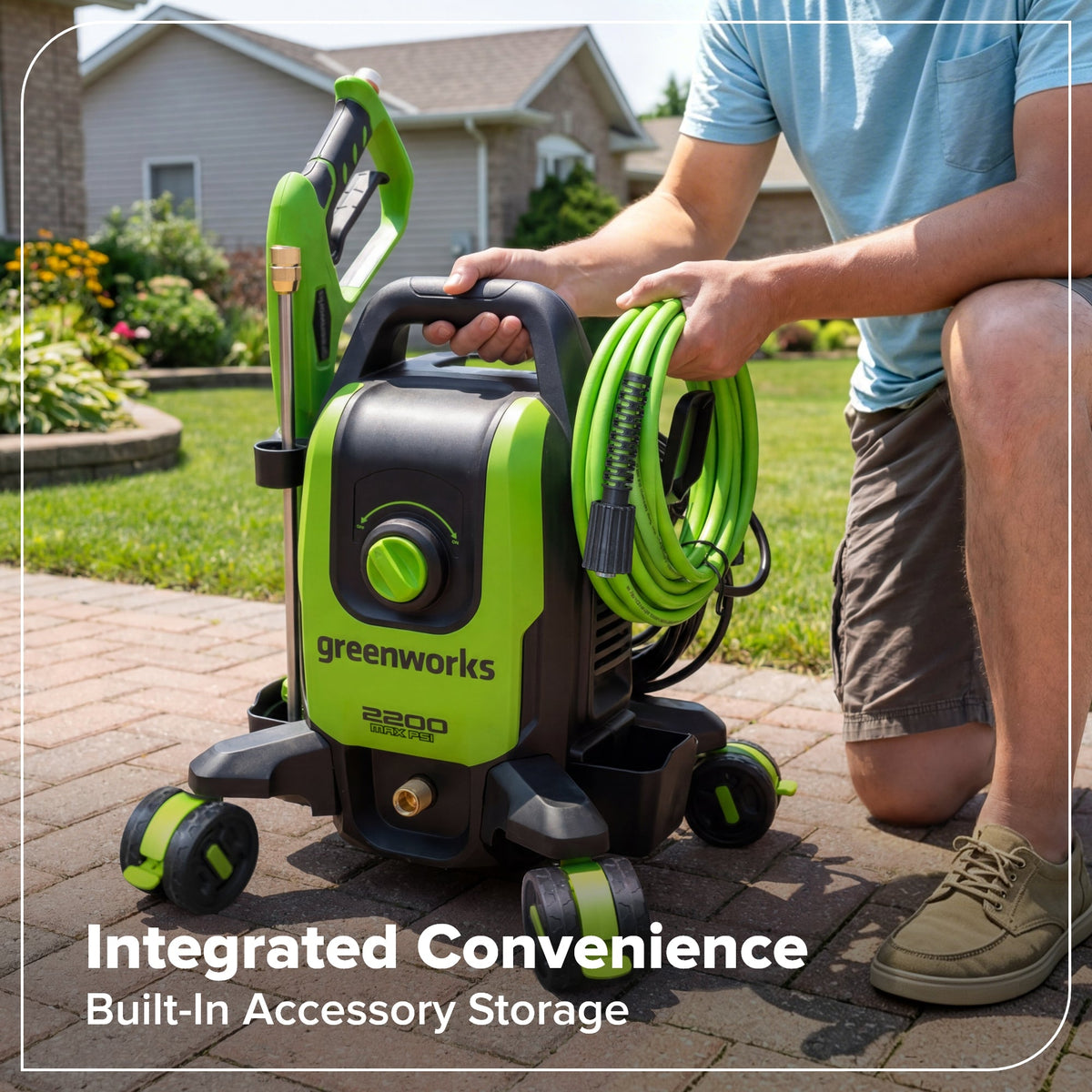 2200-PSI 1.2 GPM Four-Weel Electric Pressure Washer with 5 Nozzles & Detergent Tank