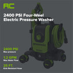 2400-PSI Brushless 1.2 GPM Four-Weel Electric Pressure Washer