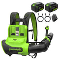 48V (24V x 2) 730 CFM Cordless Battery Dual-Port Backpack Blower: (2) 8.0 Ah Battery, 100W Charger and (2) 3-Ft Cables