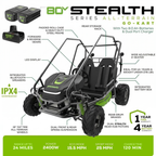 80V All-Terrain 2-Seat Electric Youth Go-Kart: (2) 8Ah Batteries and Dual-Port Charger