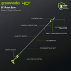 40V 8" Cordless Battery Telescope Pole Saw (Tool Only)
