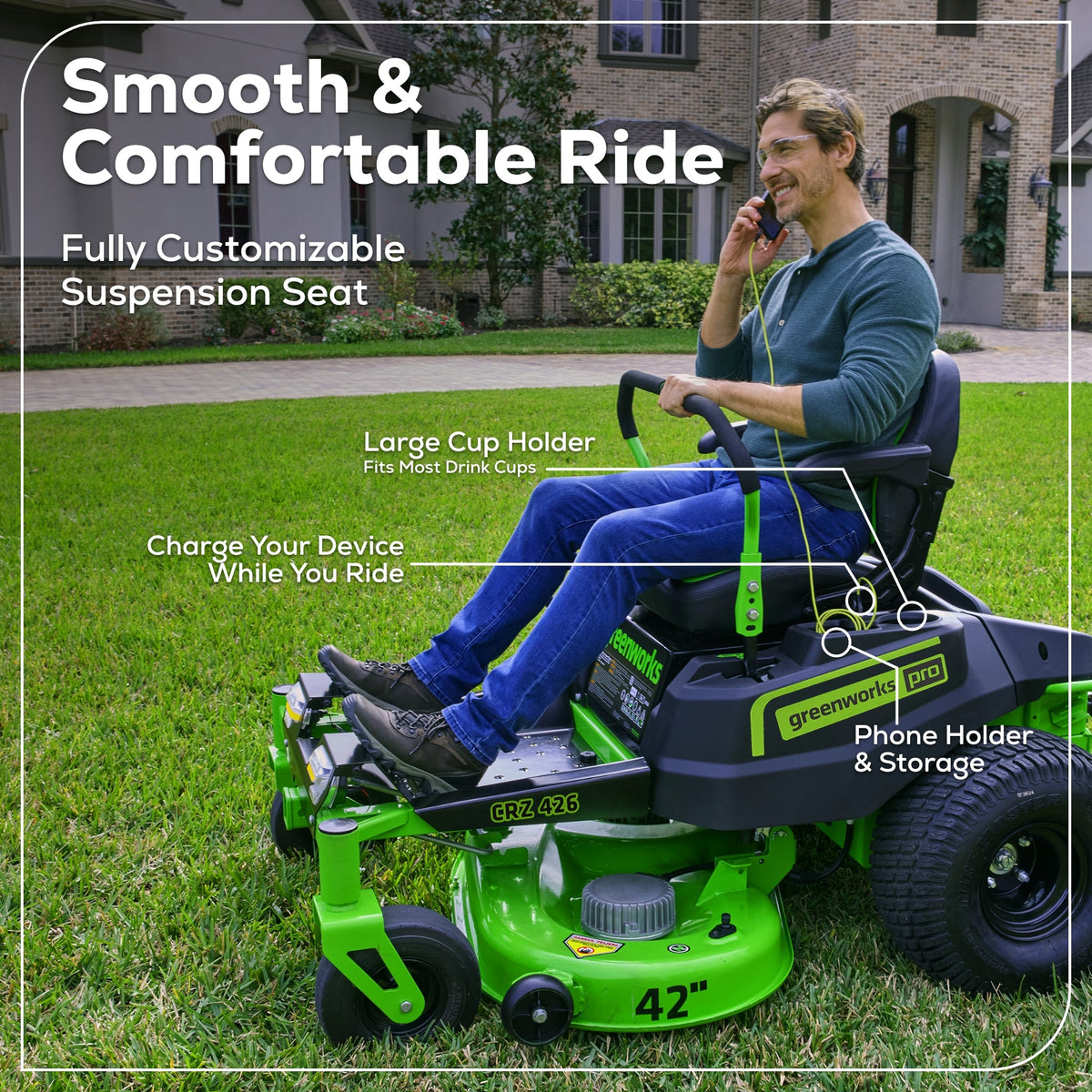 60V 42" Electric CrossoverZ Zero Turn Mower: (6) 8 Ah Batteries and 600W Wall Charger, CRZ4262