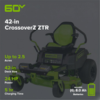 60V 42" Electric CrossoverZ Zero Turn Mower: (6) 8 Ah Batteries and 600W Wall Charger, CRZ4262