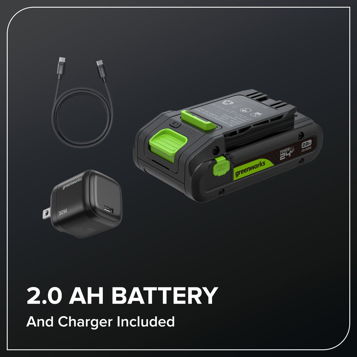 24V 22" Brushless (1.1" Cutting Capacity) Hedge Trimmer: 2.0Ah Battery and 30W Charger