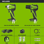 24V PowerAll 3/8" Drill and Impact Driver Combo Kit with (2) 2.0 Ah USB-C Batteries, 30W USB-C Charger Block, and 3' 100W USB-C Cable